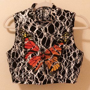 REVEN REBOS One of a Kind! Butterfly crop top